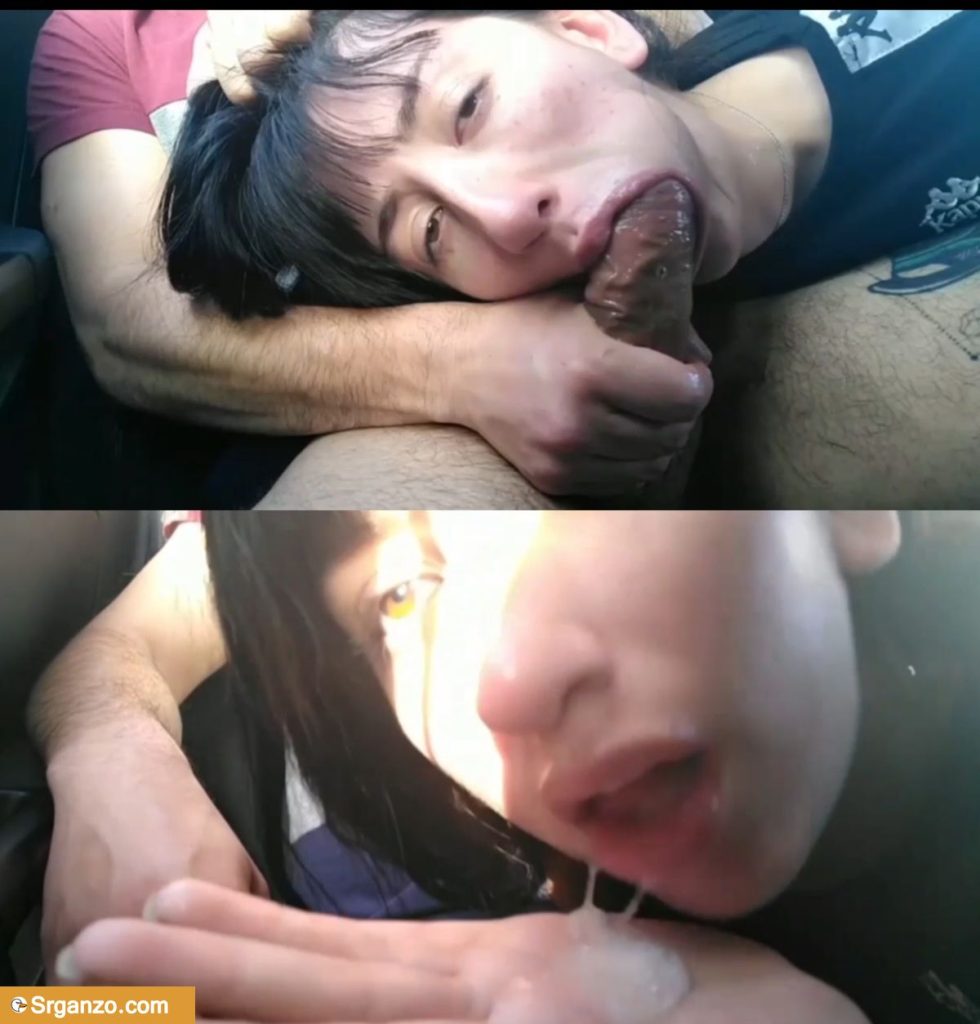 Pendjita chupadora se la mete completita en la boca y se traga la leche. 1